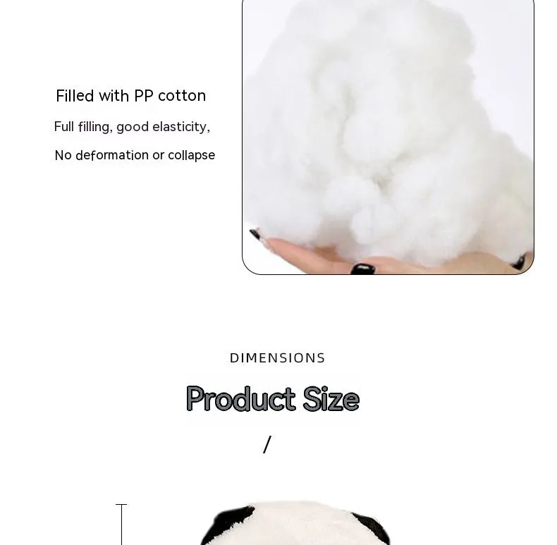 Cartoon panda automotive cushion with plush cover and pp cotton filler for car seating comfort