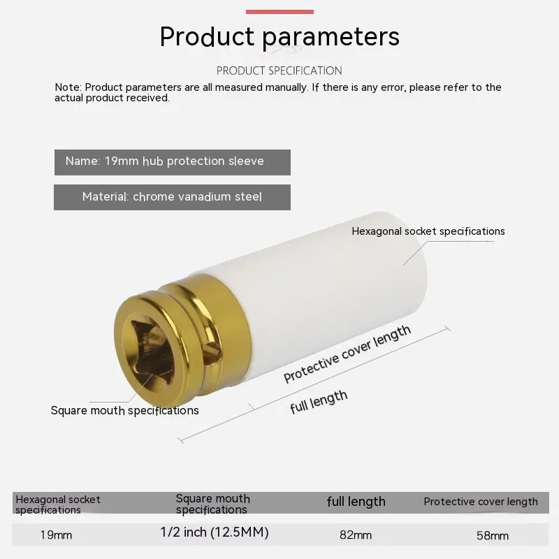 A single 45# steel hexagon impact socket for pneumatic wrenches, shown in one of four available sizes.
