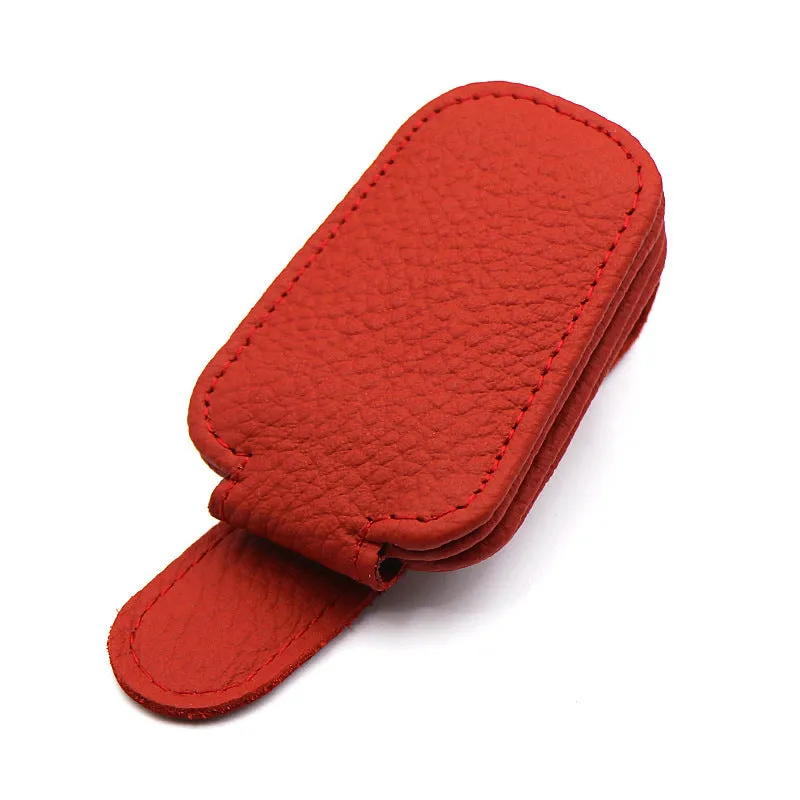 Car sun visor clip sunglasses holder made from PU leather in various colours