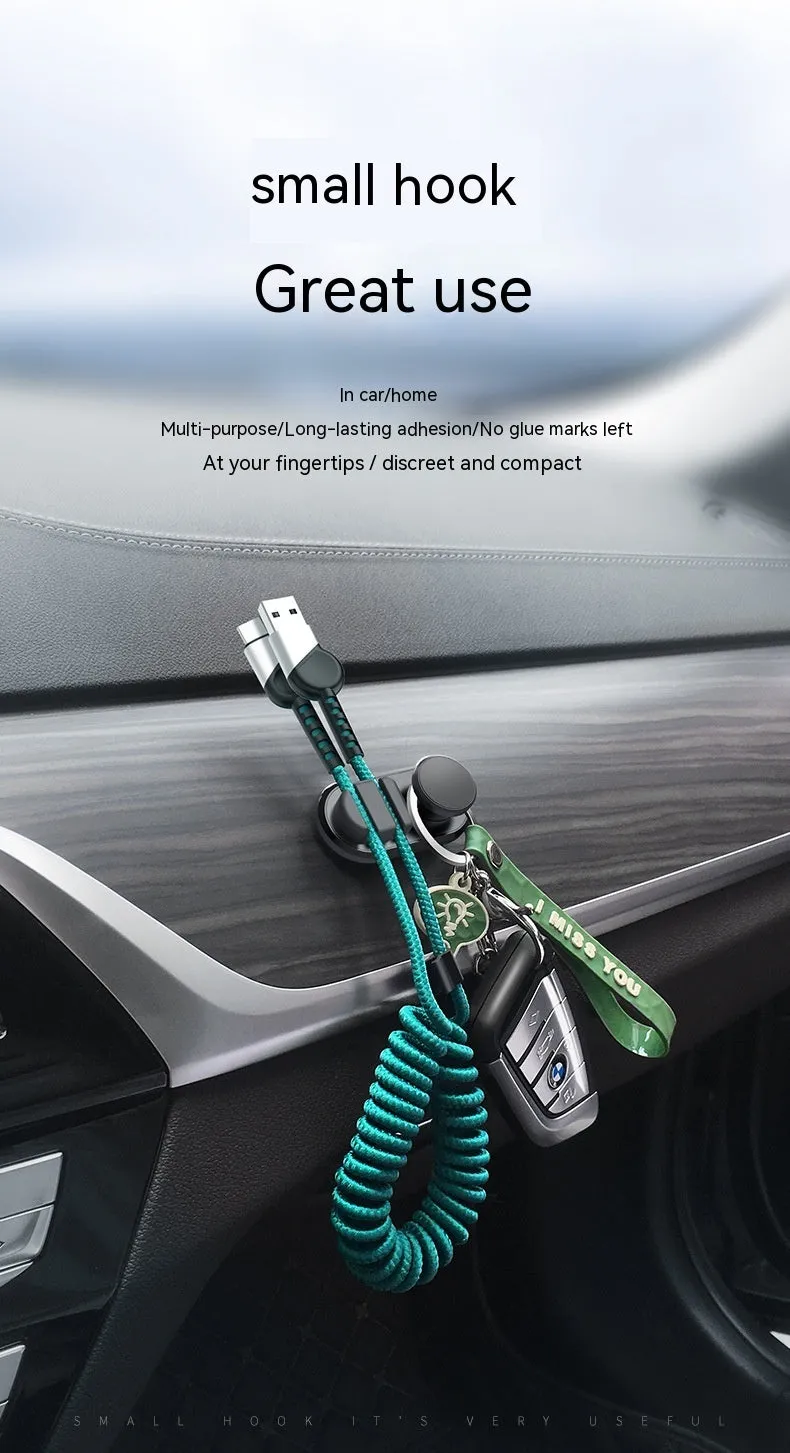 Dark green ABS silicone car cable storage hook measuring 52mm for organising charging cables