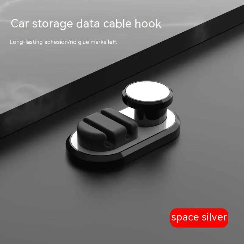 Dark green ABS silicone car cable storage hook measuring 52mm for organising charging cables