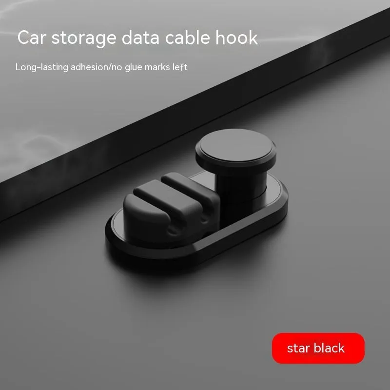 Dark green ABS silicone car cable storage hook measuring 52mm for organising charging cables