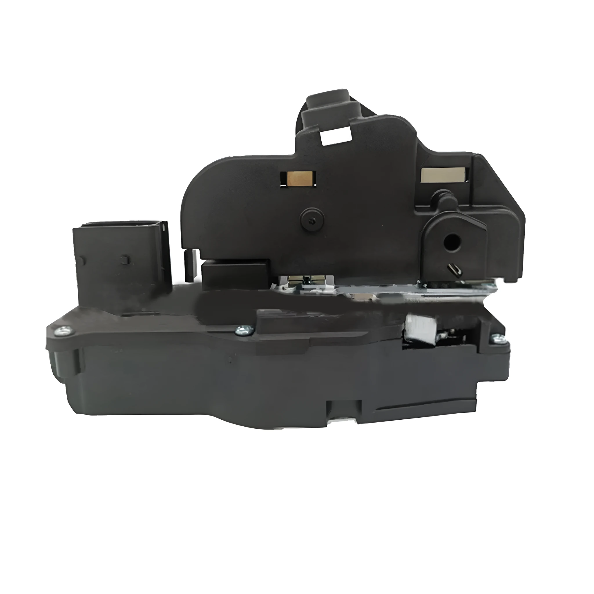 Black plastic door lock actuator for Cadillac SLS right front door
