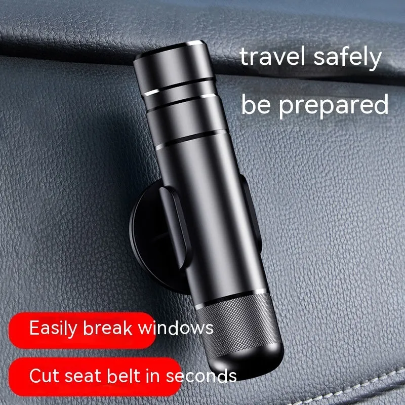 Aluminium alloy car safety hammer with seatbelt cutter and LED torch in 20x88mm size