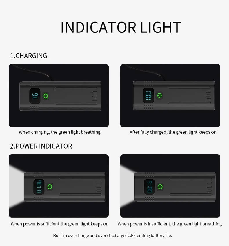 Black KX12DF digital display bicycle headlight with USB port mounted on bike handlebars