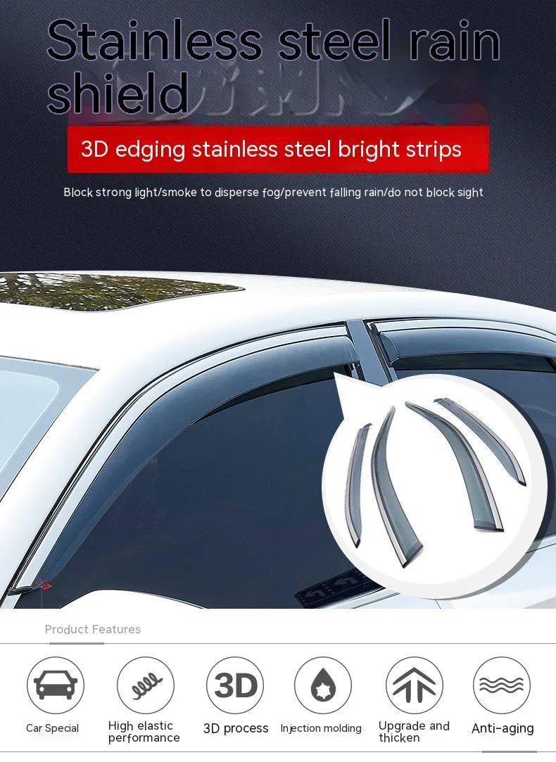 Four-piece PVC rain visor set for Jeep Wrangler window rain protection and ventilation