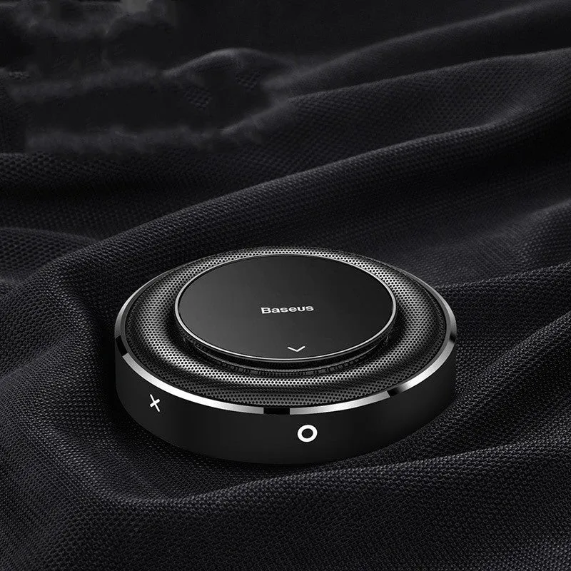 Aluminium alloy round car fragrance seat in black, red, and silver colours with fragrance tablets