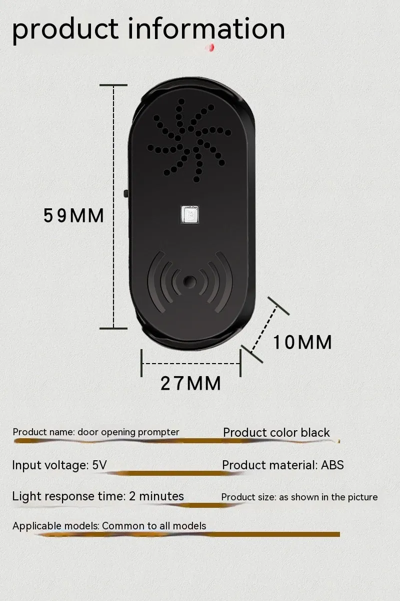 Black car door reminder with infrared sensor for vehicle safety