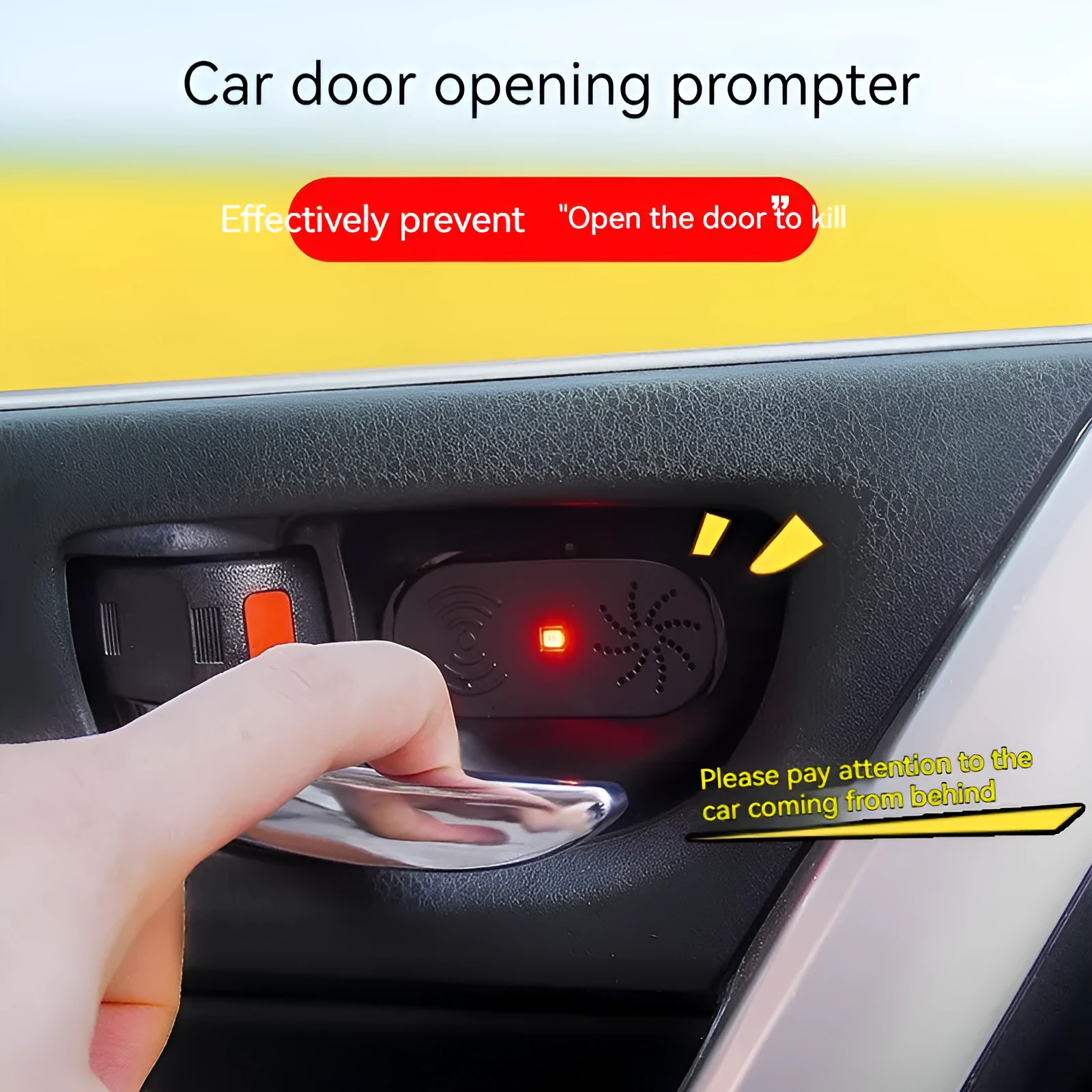 Black car door reminder with infrared sensor for vehicle safety