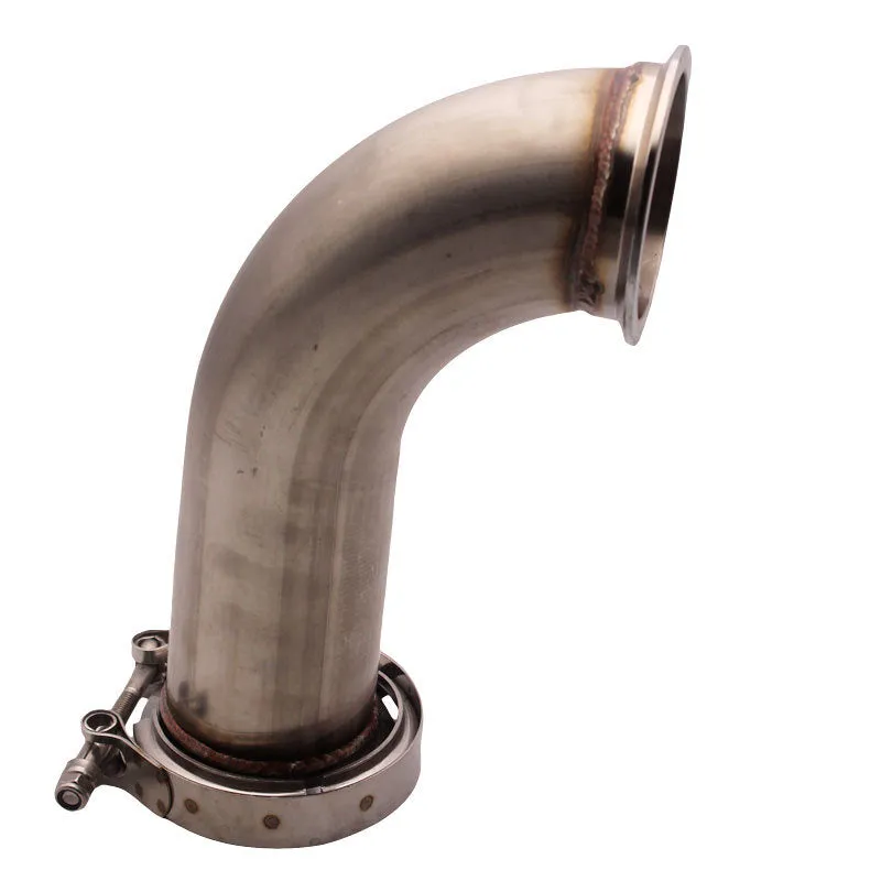 Stainless steel V-clamp pipe fitting with short downpipe extension for plumbing