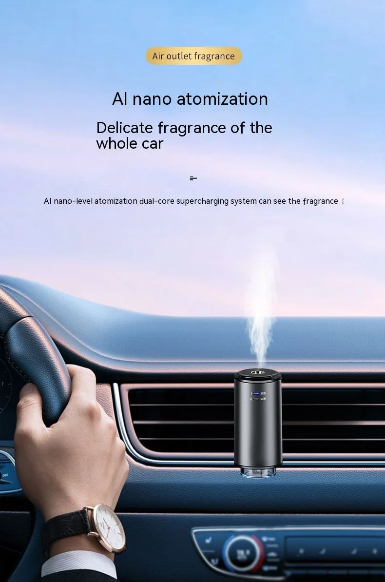 Car air vent clip-on aroma diffuser with essential oil bottle in Obsidian Black or Ocean Blue colour