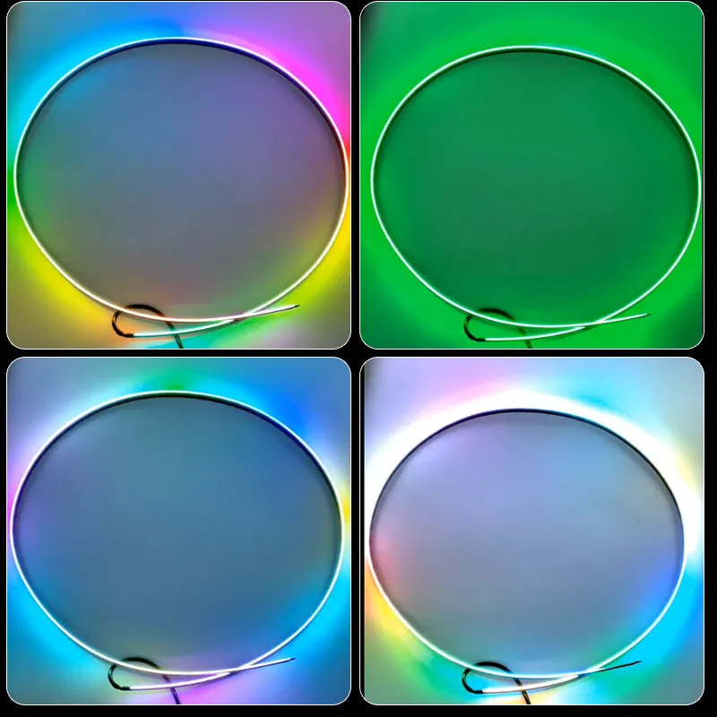 Car interior ambient lighting strip with remote control and USB connection for colour-changing LED effects