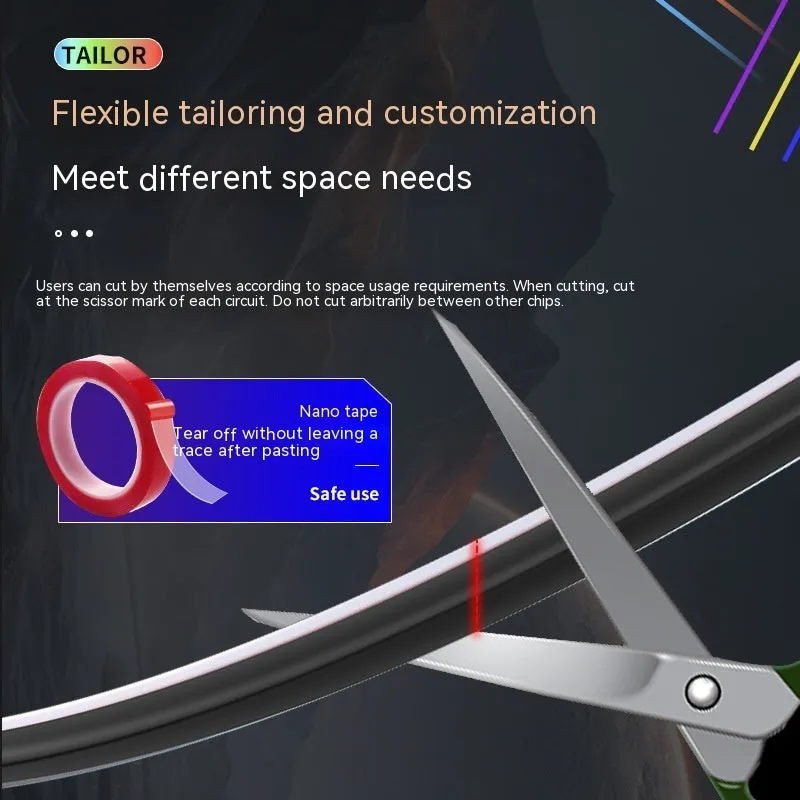 Car interior ambient lighting strip with remote control and USB connection for colour-changing LED effects
