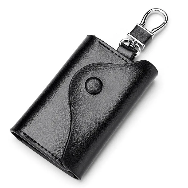 Men's genuine leather keychain card holder in square vertical design with key organisation system