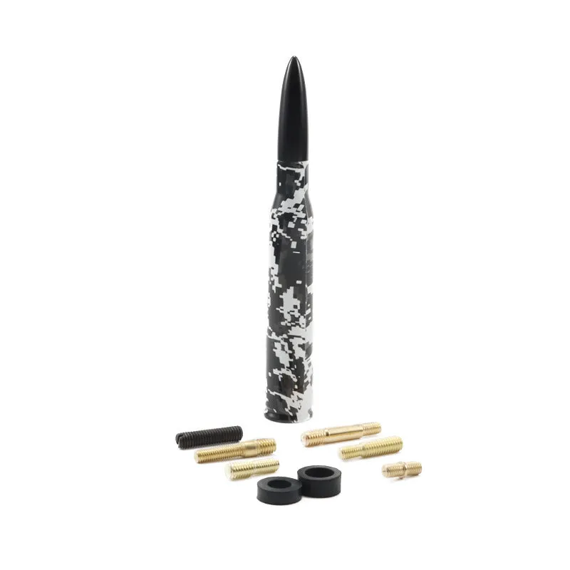14cm bullet car antenna in camouflage green, American flag, and black colour options