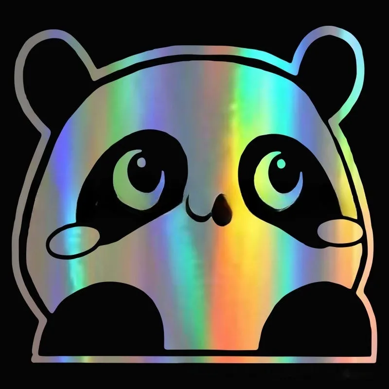 Peeking panda design vinyl car sticker decal on a vehicle door.