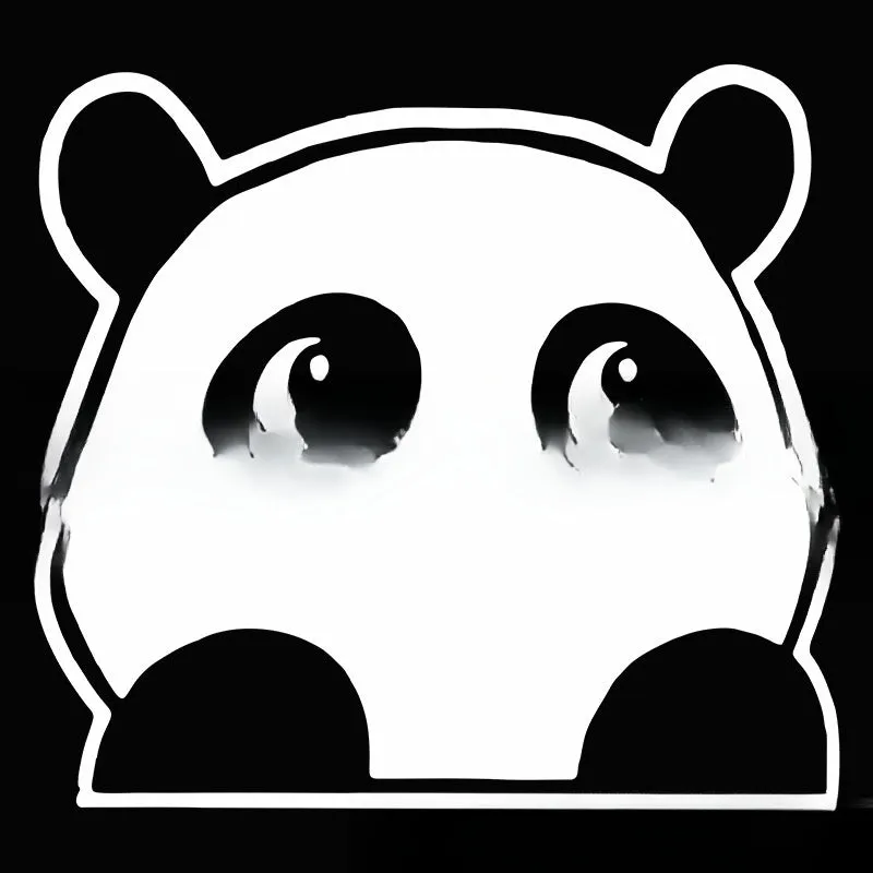 Peeking panda design vinyl car sticker decal on a vehicle door.