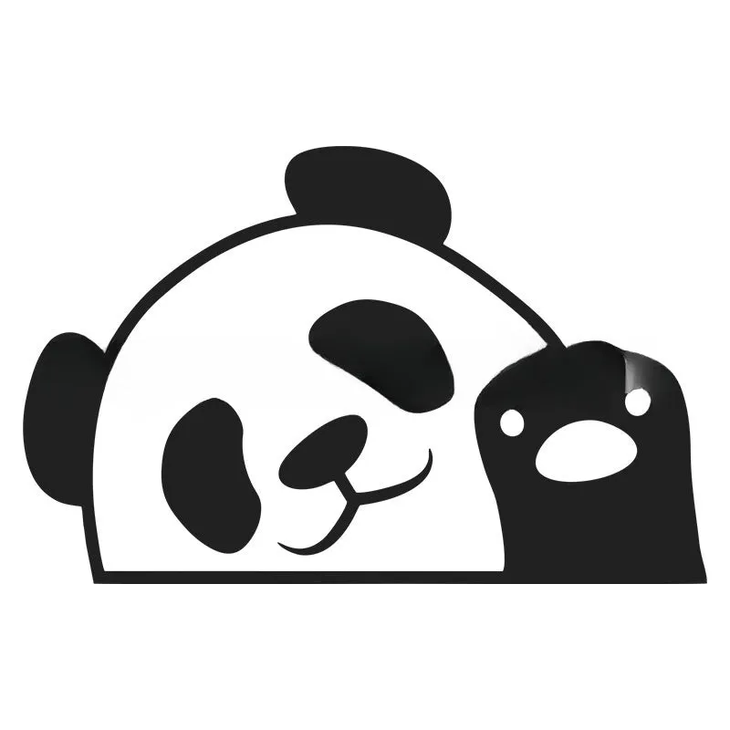 Peeking panda design vinyl car sticker decal on a vehicle door.