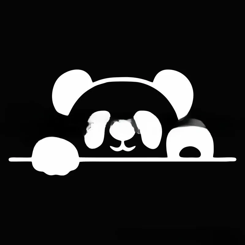 Peeking panda design vinyl car sticker decal on a vehicle door.