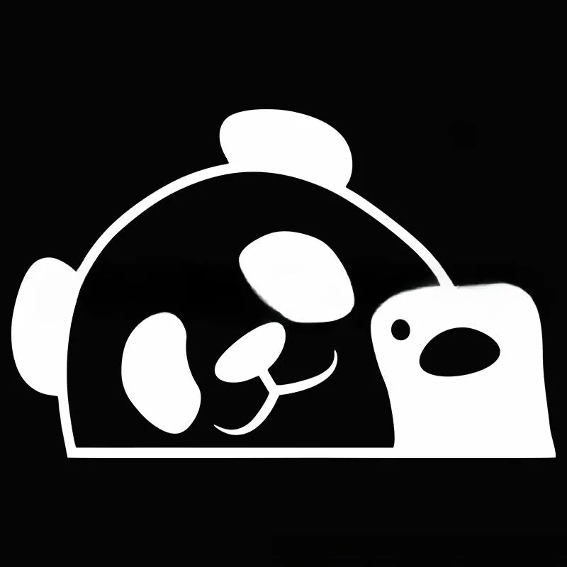 Peeking panda design vinyl car sticker decal on a vehicle door.