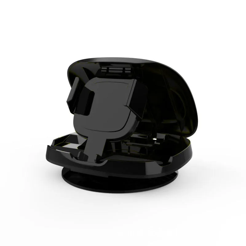 Black rotating car phone mount with suction cup windscreen attachment showing 360-degree adjustment capability
