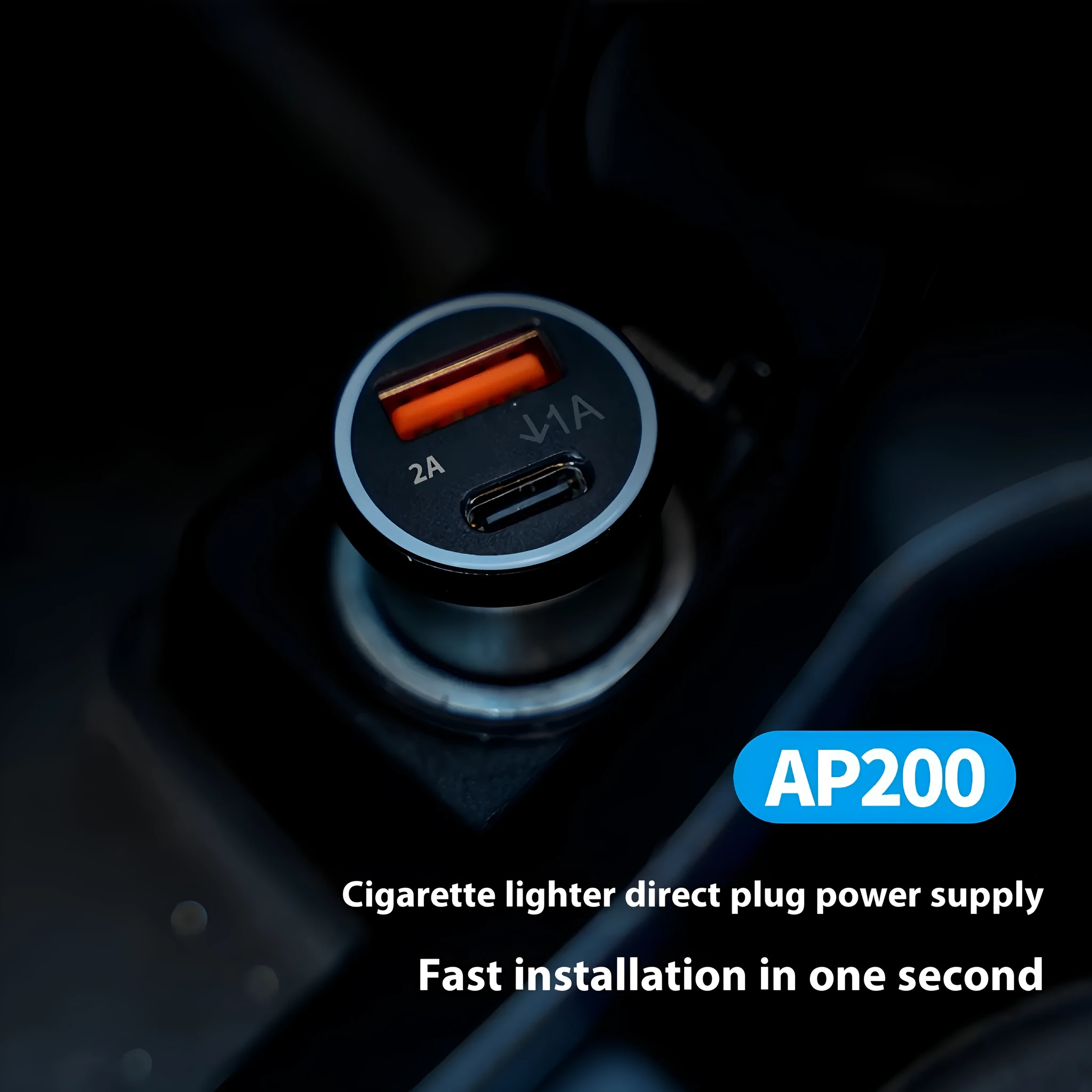 Black car GPS locator device plugged into a vehicle's 12V power socket for tracking.
