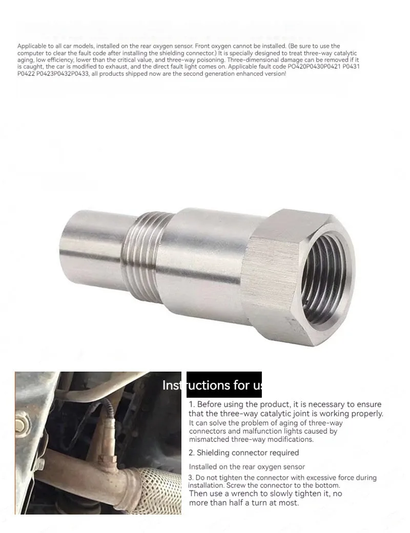 304 stainless steel oxygen sensor adapter with three-way catalyst connector for automotive use