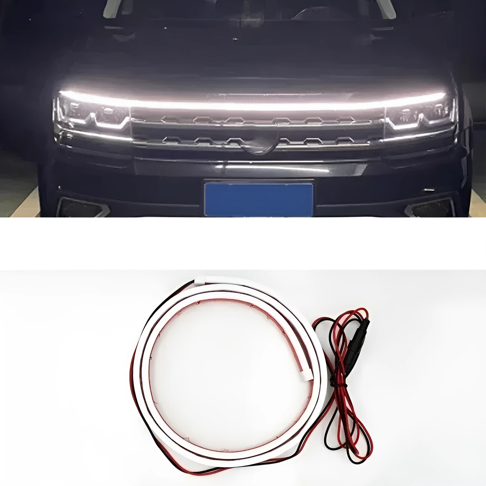 Automotive daytime running lights with silicone housing and scanning functionality in three length options