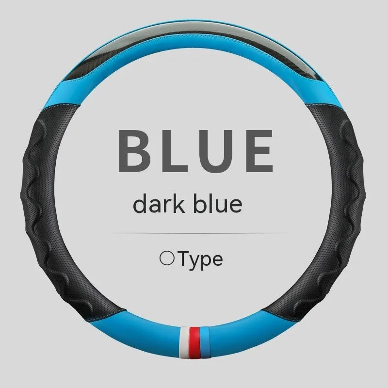 Artificial leather steering wheel cover for 38cm diameter wheels in round and D-shaped profiles