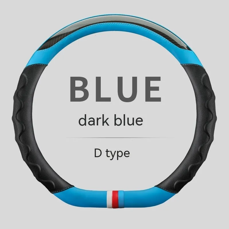 Artificial leather steering wheel cover for 38cm diameter wheels in round and D-shaped profiles