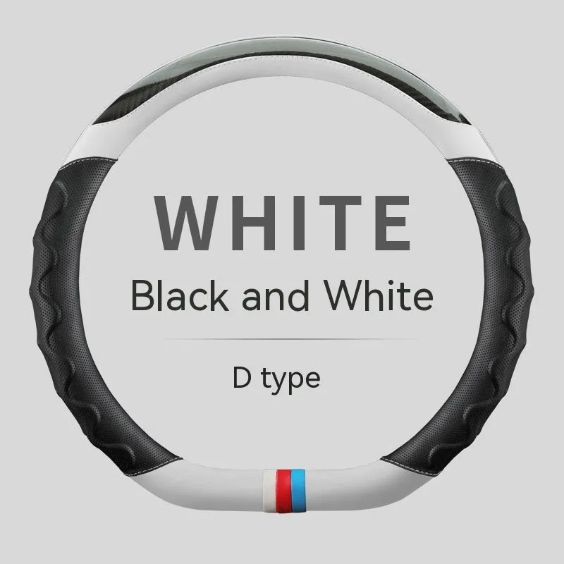 Artificial leather steering wheel cover for 38cm diameter wheels in round and D-shaped profiles