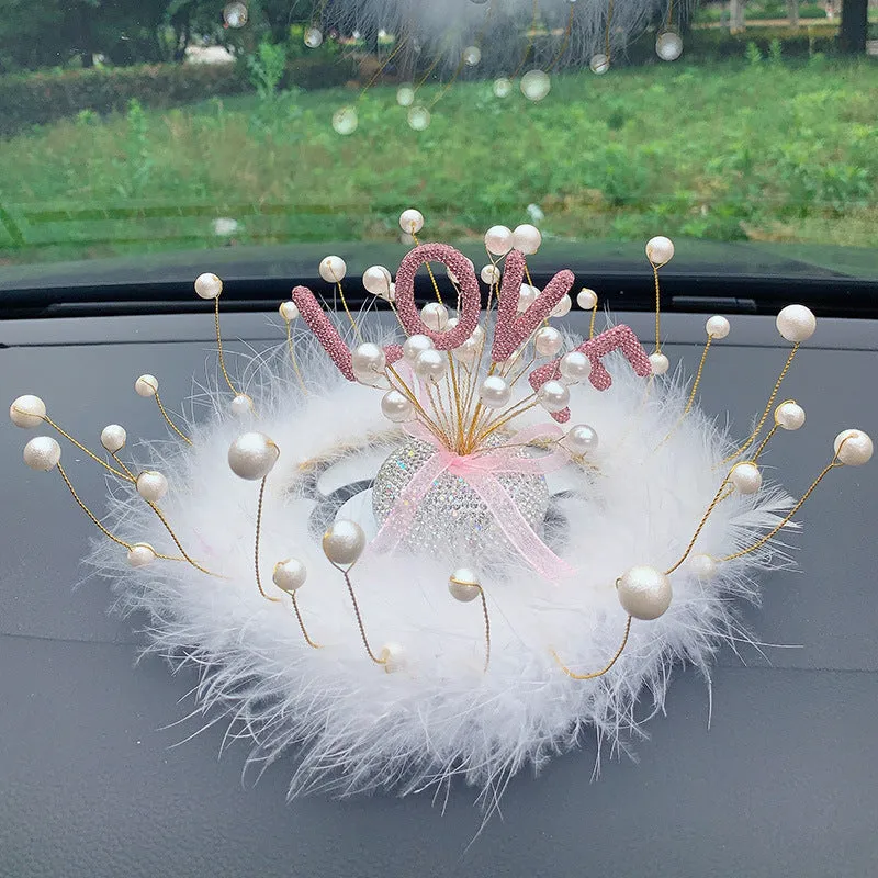 Clay diamond star car console decoration in pearl colours with heart and starry sky motifs