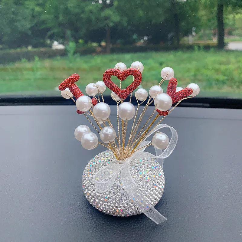Clay diamond star car console decoration in pearl colours with heart and starry sky motifs