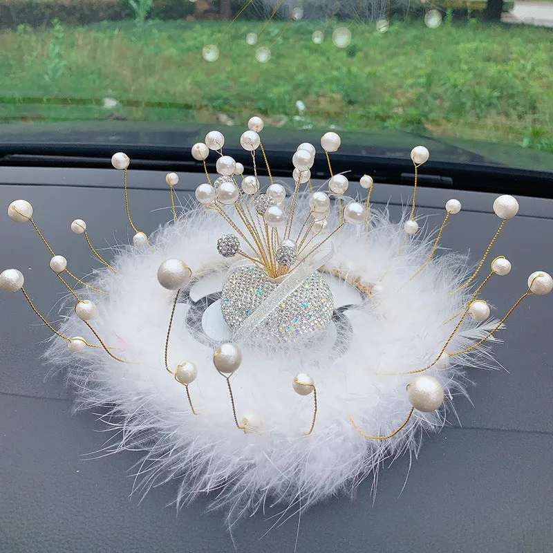 Clay diamond star car console decoration in pearl colours with heart and starry sky motifs