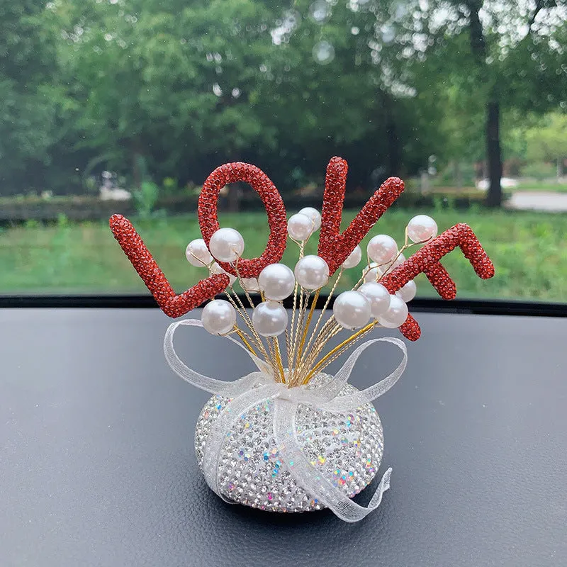 Clay diamond star car console decoration in pearl colours with heart and starry sky motifs