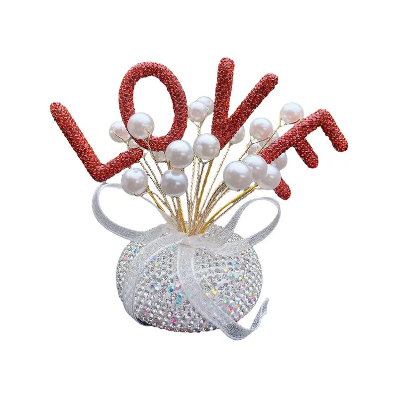 Clay diamond star car console decoration in pearl colours with heart and starry sky motifs