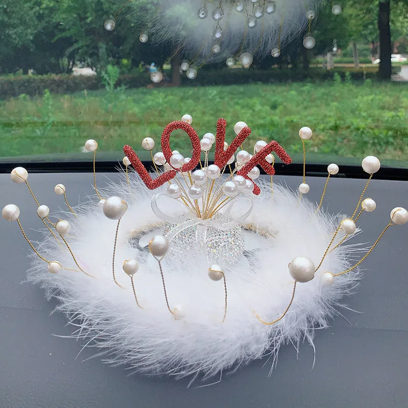 Clay diamond star car console decoration in pearl colours with heart and starry sky motifs