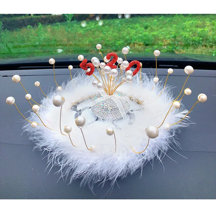 Clay diamond star car console decoration in pearl colours with heart and starry sky motifs