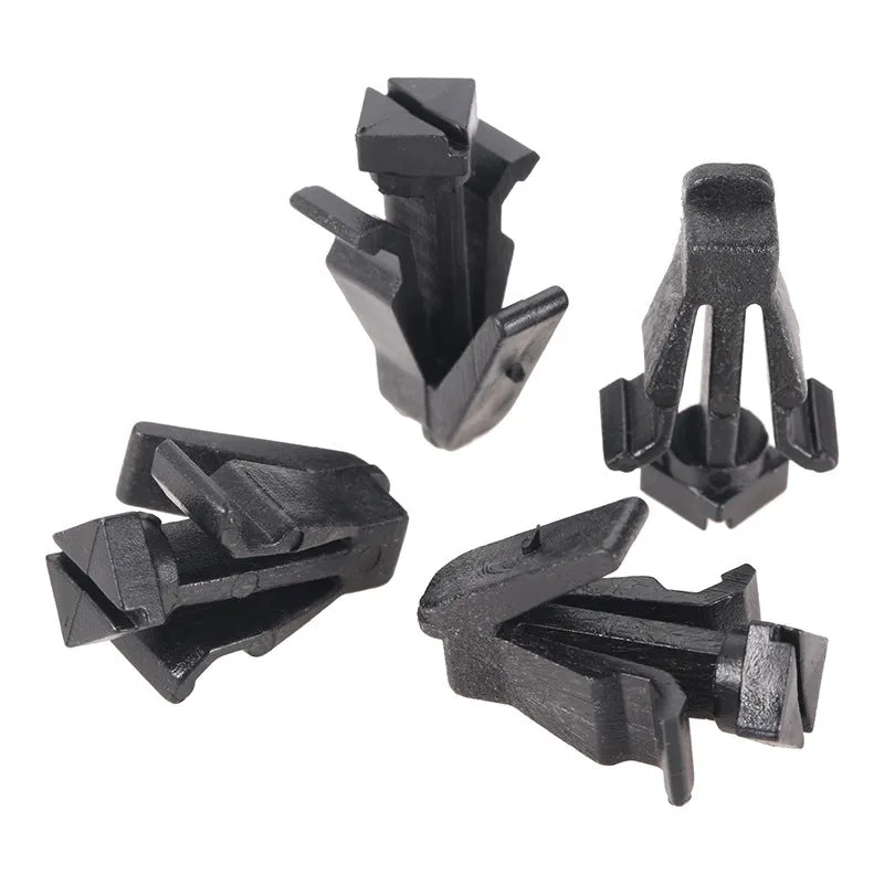 Black plastic Nissan radiator grille fastening clip model 76882-0M060 for bumper cover attachment