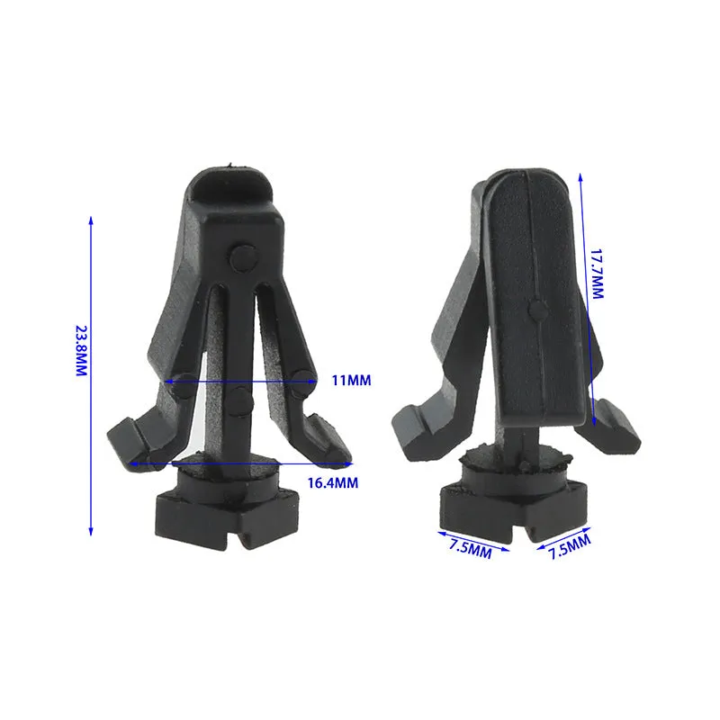 Black plastic Nissan radiator grille fastening clip model 76882-0M060 for bumper cover attachment