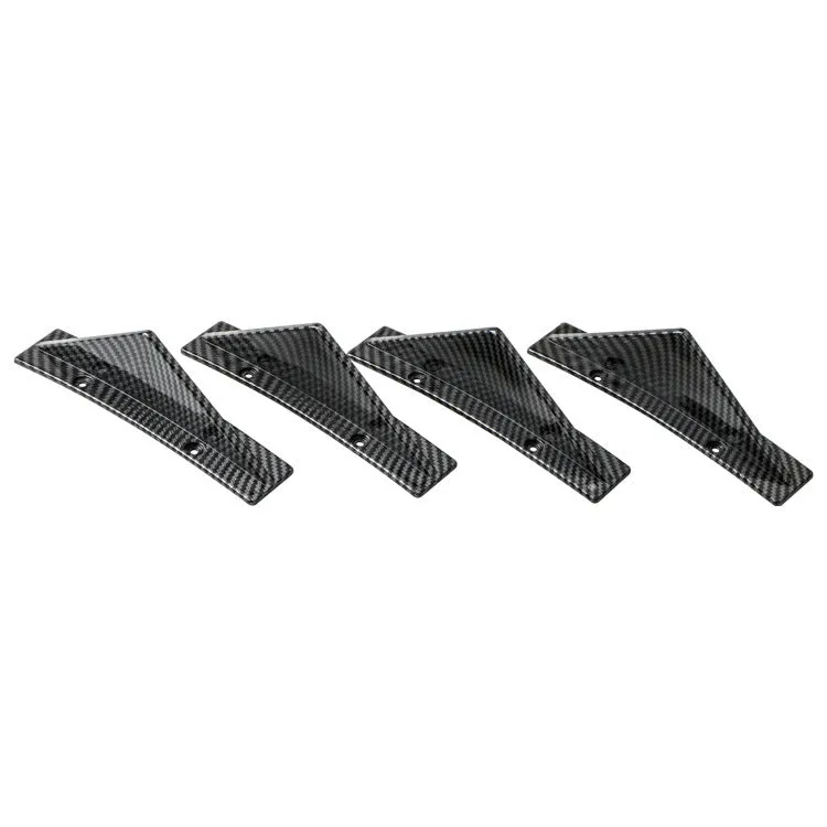 Four triangle car rear spoilers in bright black and carbon fibre finishes