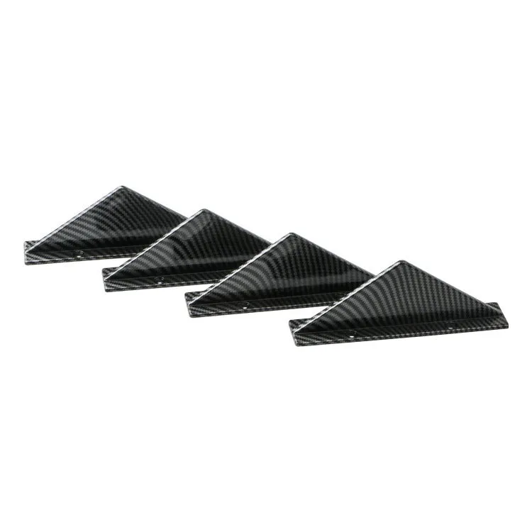 Four triangle car rear spoilers in bright black and carbon fibre finishes