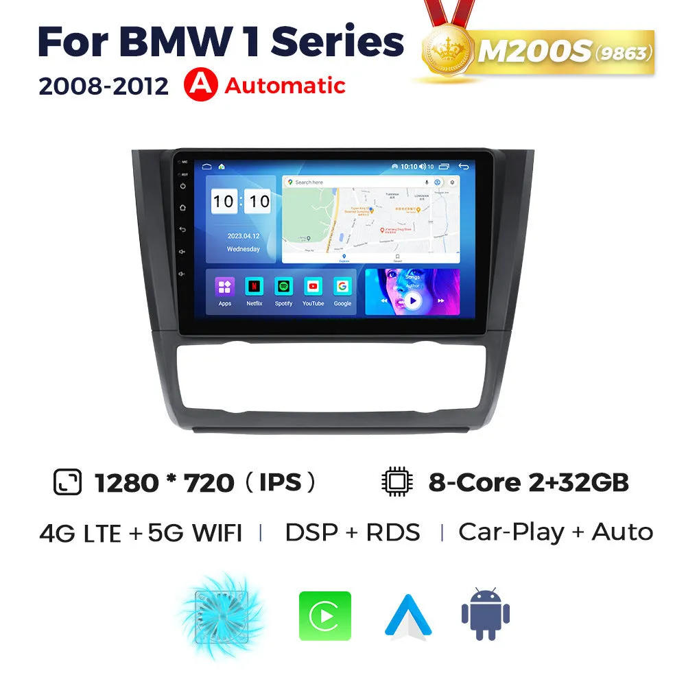 BMW E87 Android car navigation radio with 9-inch touchscreen display for central control upgrade.