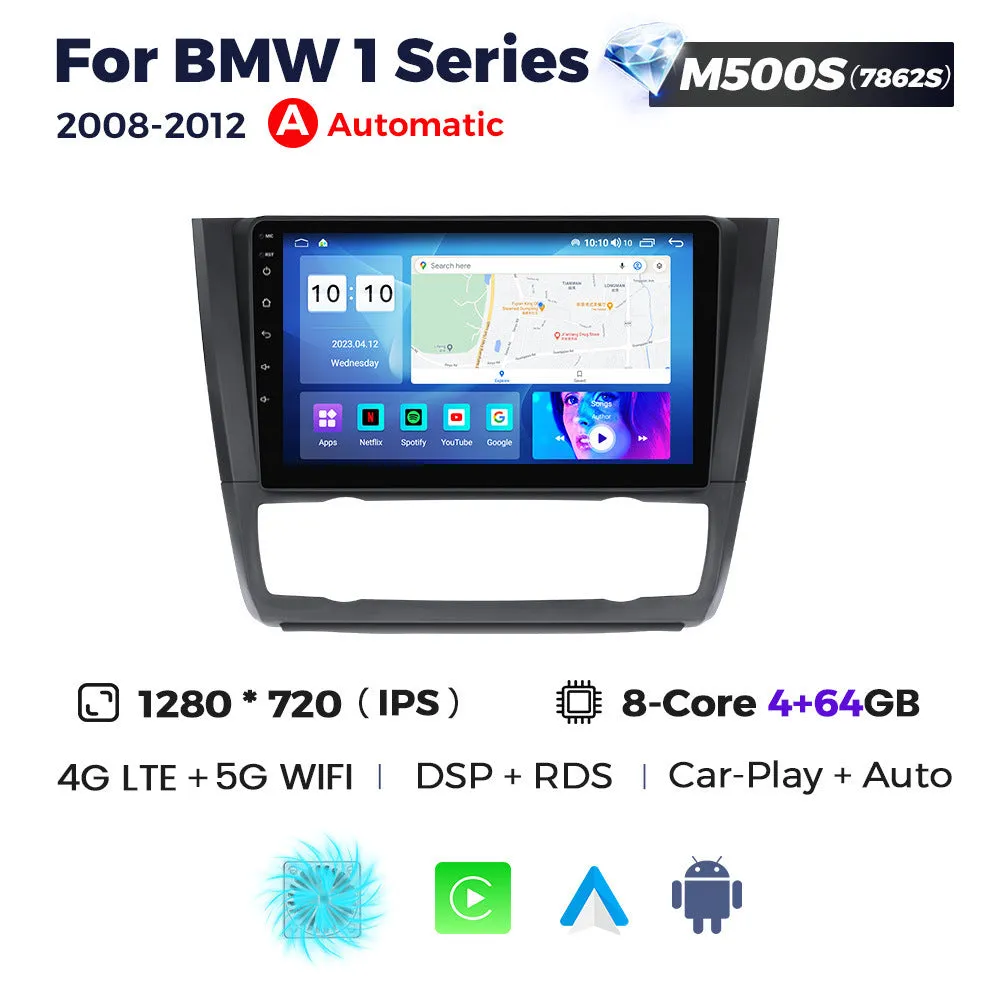 BMW E87 Android car navigation radio with 9-inch touchscreen display for central control upgrade.
