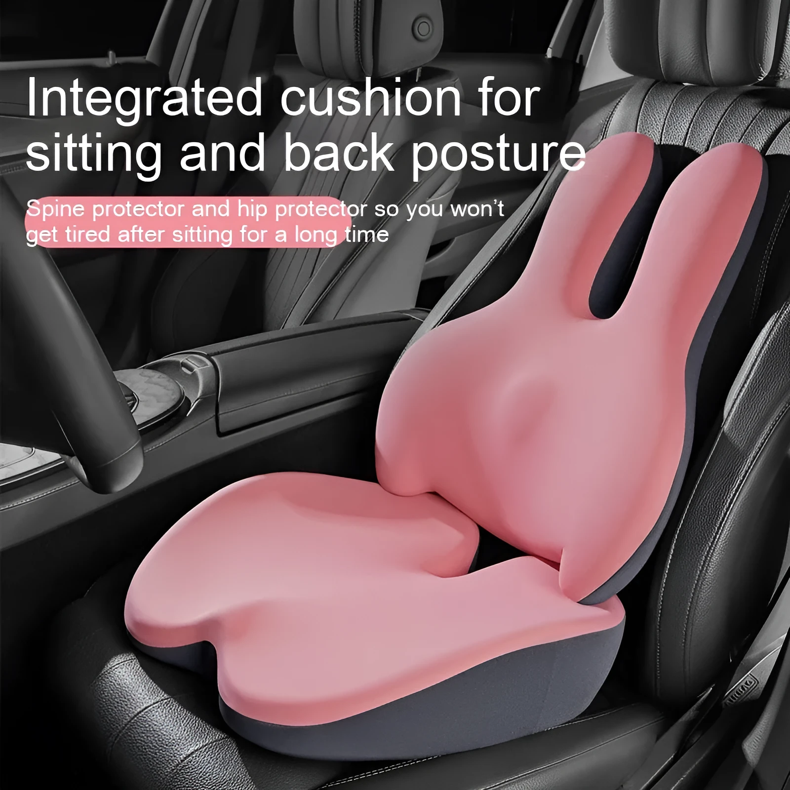 Car seat cushion and separate lumbar support pad set shown in available colours.
