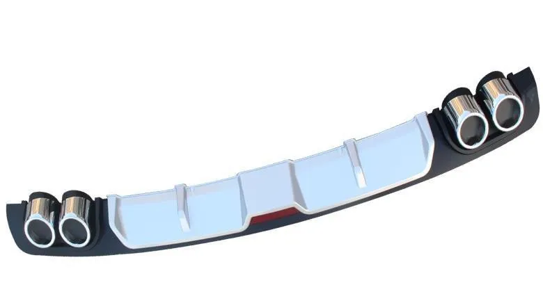 PP plastic automotive rear bumper spoiler modification accessory in black or silver-black finish