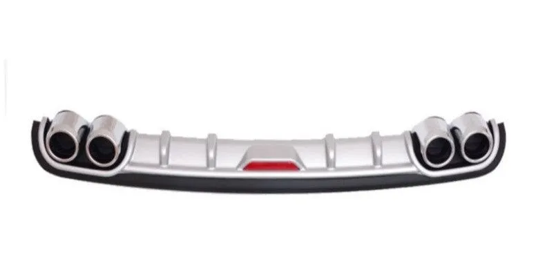 PP plastic automotive rear bumper spoiler modification accessory in black or silver-black finish
