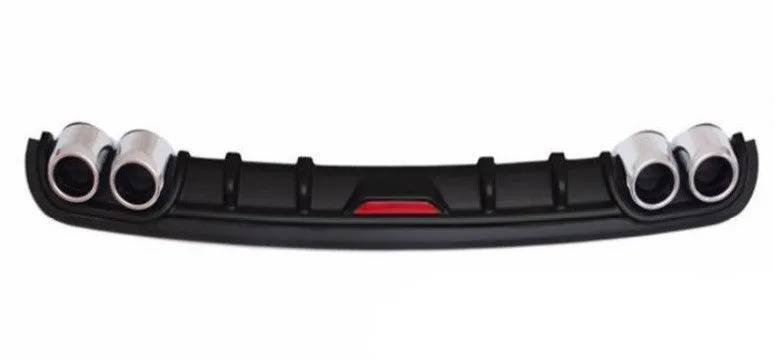 PP plastic automotive rear bumper spoiler modification accessory in black or silver-black finish