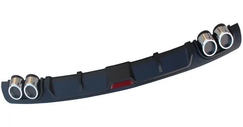 PP plastic automotive rear bumper spoiler modification accessory in black or silver-black finish