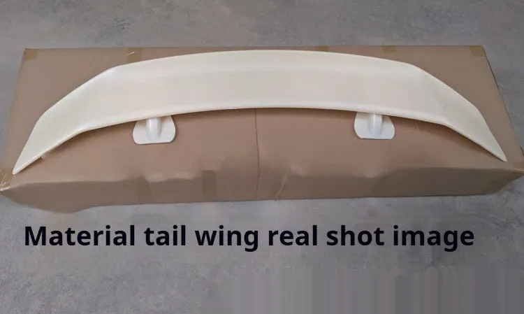 Universal punch-free car tail wing spoiler in ABS plastic, shown in a choice of finishes.